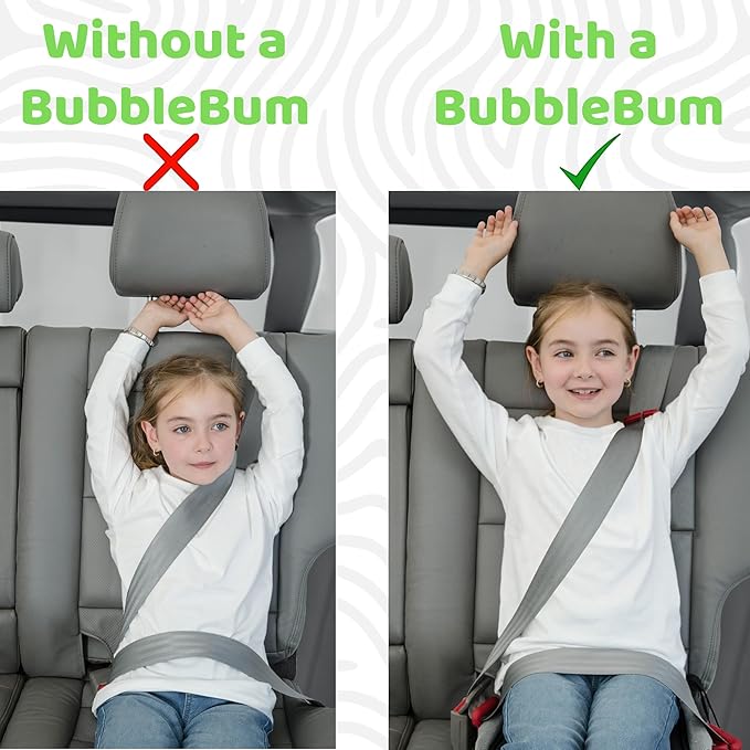 Bubblebum Booster Car Seat, Inflatable Booster Seat for Kids, Travel Carseat, Backless Portable Child Safety Seats for Car, Inflatable Seats for Cars 40-100 lbs, for 4 Year Old + Toddler, Kid - Pink