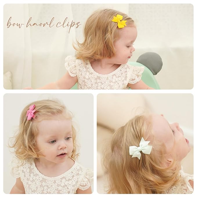 50PCS 2 Inch Baby Hair Bows Clips for Girls Grosgrain Ribbon Fully Lined Infant Hair Clips Accessories for Baby Girls Newborns Toddler in Pairs