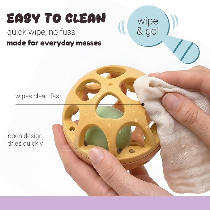 Baby Toys 6-12 Months, Wheat Straw Rattle Ball Teething Toys for Babies 0-6 Months, Christmas Gifts Stocking Stuffers for Boys & Girls 1 Year Old, Sensory Development Infant Toys