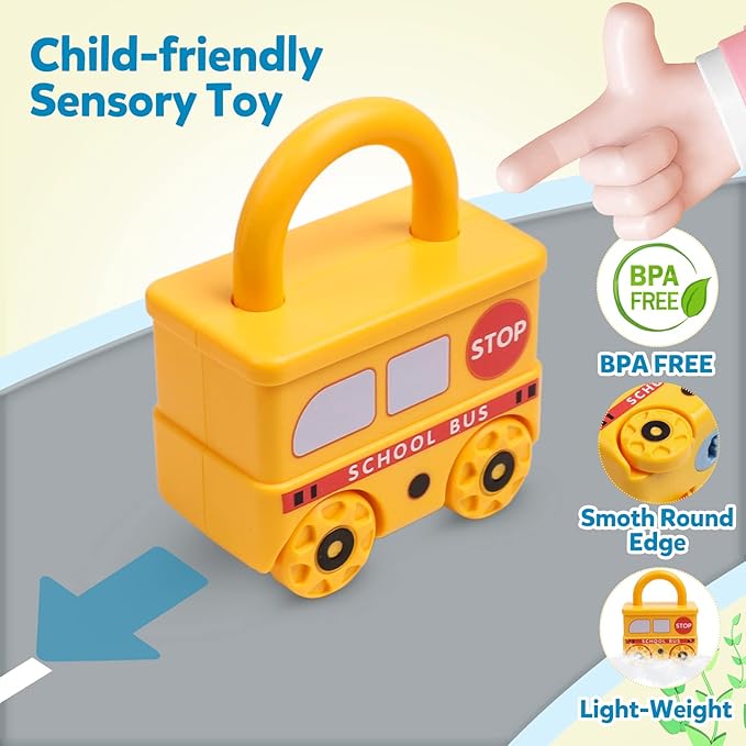 Montessori Learning Toys Sorting & Matching Locks and Keys Toddlers Sensory Car Activity Fine Motor Toy, Birthday Party Favors Thank You Exchange Gifts Back to School Stuffers for Kids Age 2-5 Years