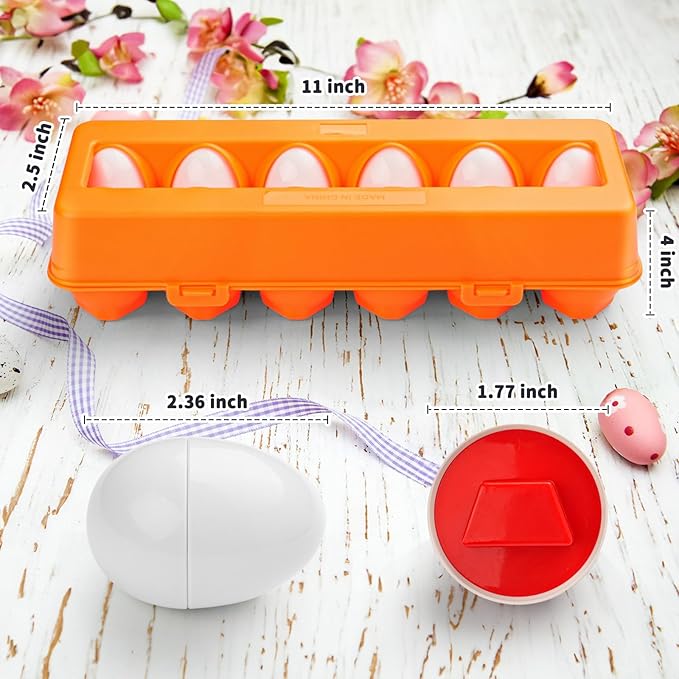 CPSYUB Toddler Toys, 18 Month Toys, Christmas Eggs Gifts for 1, 2, 3 Year Old Girls/Boys, Montessori Matching Eggs Educational Color & Shape Recognition Skills Learning Toys BPA Free