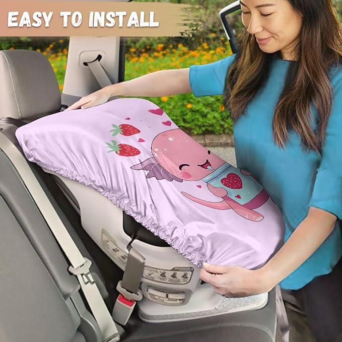 Car Seat Protector for Child Car Seat, Cute Axolotl Car Seat Sun Cover for Baby, Pink Strawberry Car Seats Heat Protector Keeps Your Toddler Baby Seat at a Cool Temperature