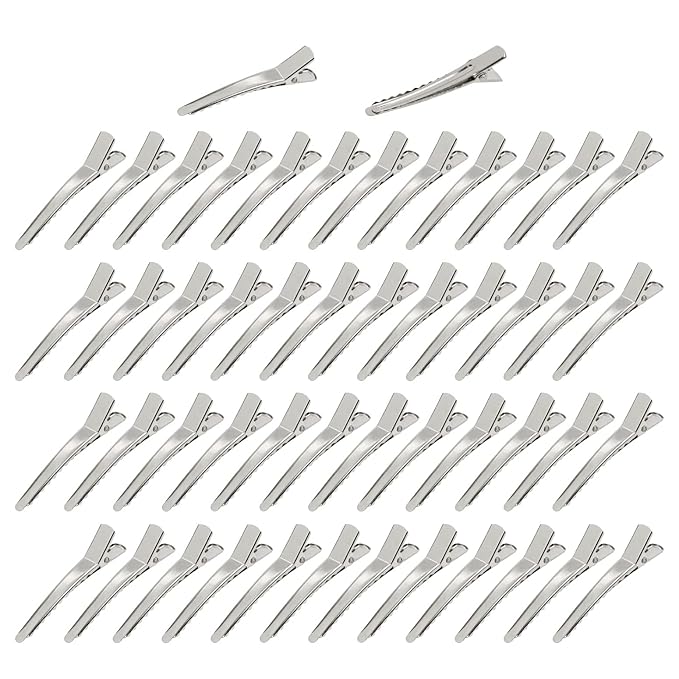 Cinaci 50 Pack 5cm/2" Small Solid Silver DIY Plain Metal Duckbill Alligator Hair Clips Barrettes Hairgrips for Women Baby Girls Toddlers Kids Hair Accessories