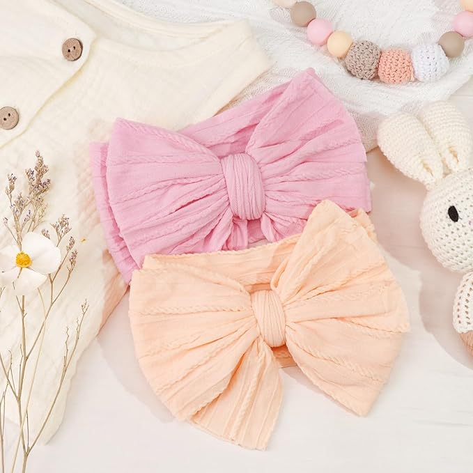 CÉLLOT 6 Pcs Baby Bows Headbands Nylon Hairbands Baby Girl Bows Hair Accessories for Newborn Infant Toddler Essentials (Avocado Series)
