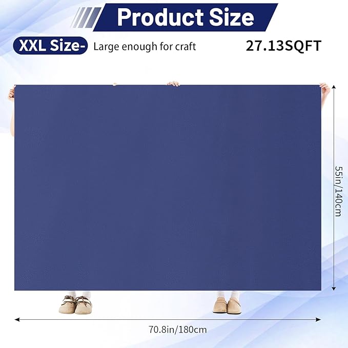 Drydiet 55x70 Inch Extra Large Craft & Painting Floor Mat - Waterproof Non-Slip PVC Art Rug, Floor Protector for Easel Painting Pottery Messy Projects, Washable Roll-up Spill Mat(Blue, Plain)
