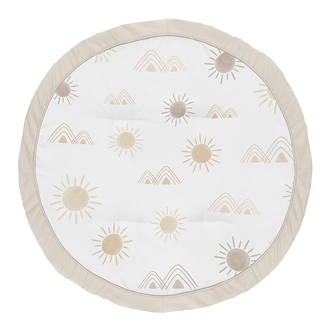 Sweet Jojo Designs Boho Desert Sun Taupe Playmat Tummy Time Infant Boy Girl Baby Play Mat Neutral Tan Beige Ivory Gold Cream Off White Bohemian Mountain Nature Outdoors Geometric Minimalist Sunshine