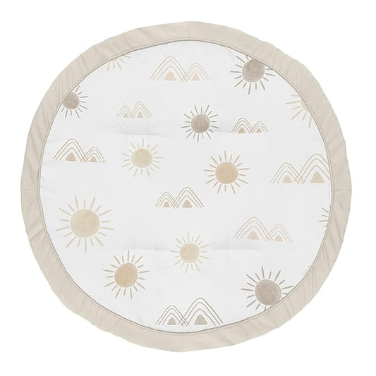 Sweet Jojo Designs Boho Desert Sun Taupe Playmat Tummy Time Infant Boy Girl Baby Play Mat Neutral Tan Beige Ivory Gold Cream Off White Bohemian Mountain Nature Outdoors Geometric Minimalist Sunshine