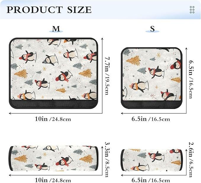 Cute Penguins Skating Beige Seat Belt Cover Pad 2 Pack Car Seat Belt Cushion Cute Car Seat Shoulder Pads for Car Bag