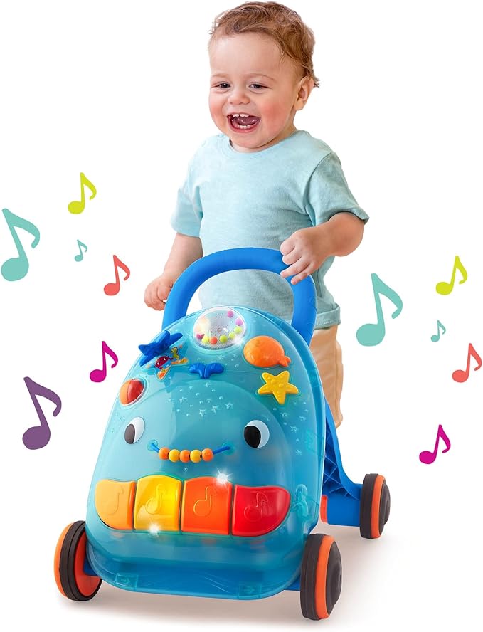 B. toys – Walk 'n' Play – Ride On Musical Activity Walker – Whale Walker for Active Play – Songs, Sounds & Lights – Interactive Toy for Baby, Toddler – 10+ Months