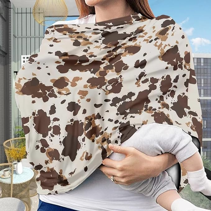 Youngerbaby Cow Nursing Cover for Newborns Breastfeeding Cover Scarf Baby Car Seat Covers Infant Stroller Cover Carseat Canopy for Girls and Boys Full Coverage