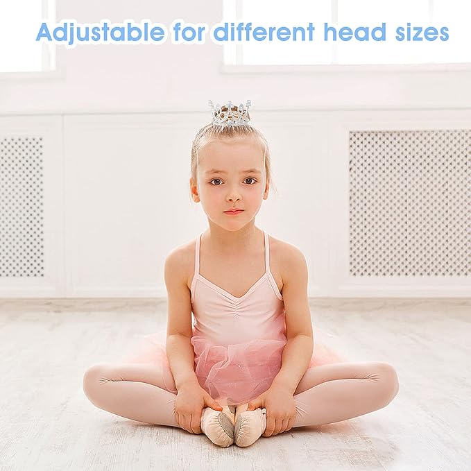 Abeillo 2 Pieces Baby Crown Baby Crystal Princess Tiaras Newborn Photography Props Children Headband Infant Elastic Hair Band Crown for Baby Girl Birthday Party (Silver)
