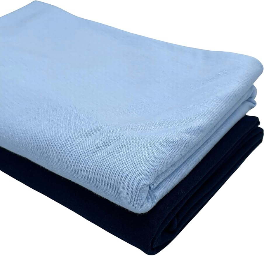 Pack N Play Sheets Fitted 24 x 42, Compatible with BabyBjorn, Guava Lotus and Similar - 100% Jersey Cotton - Soft, Durable & Hypoallergenic, 2-Pack, Light Blue & Navy, by SheetWorld, Made in USA