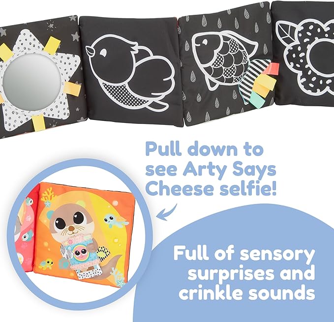 Lamaze Tummy Time Baby Mirror Toy - High Contrast Sensory Mirror for Infant Development, Foldable & Portable Baby Activity Toy, Visual & Fine Motor Stimulation for Newborns - 0 Months and Up