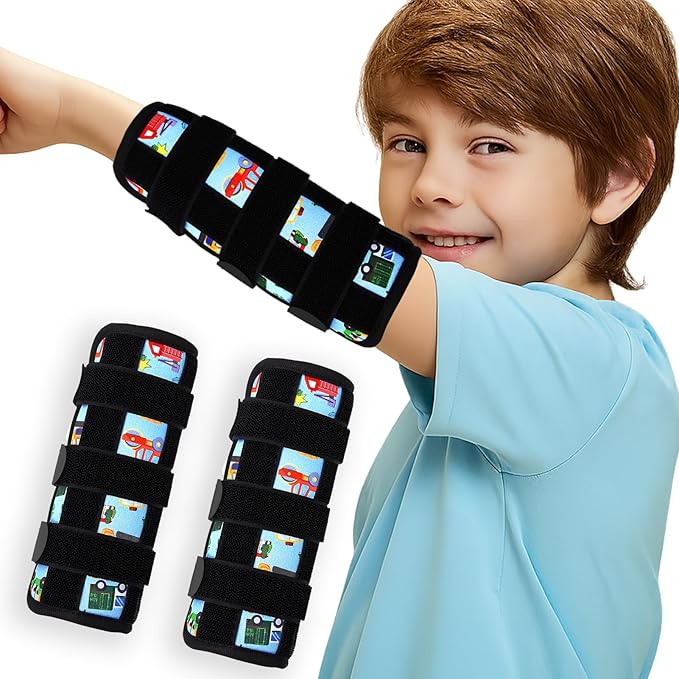 JFHNMLW 2 Pcs Thumb Sucking Deterrent, Sky Blue Automobile Elbow Thumb Guard for Thumb Sucking, Nail Biting Treatment for Kids Prevention Anti Nose Picking for Boys Girls Finger Sucking Prevention
