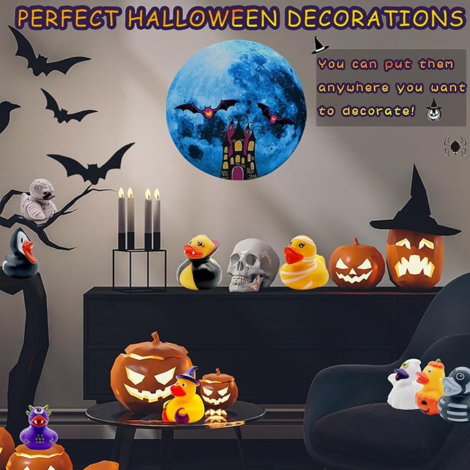 24 PCS Halloween Rubber Ducks,Baby Bath Toys Assorted Duckies,Halloween Party Favor for Kids,Halloween Style Design Ducks Toys for Halloween Decor,Baby Showers,Birthday Gifts(Halloween)
