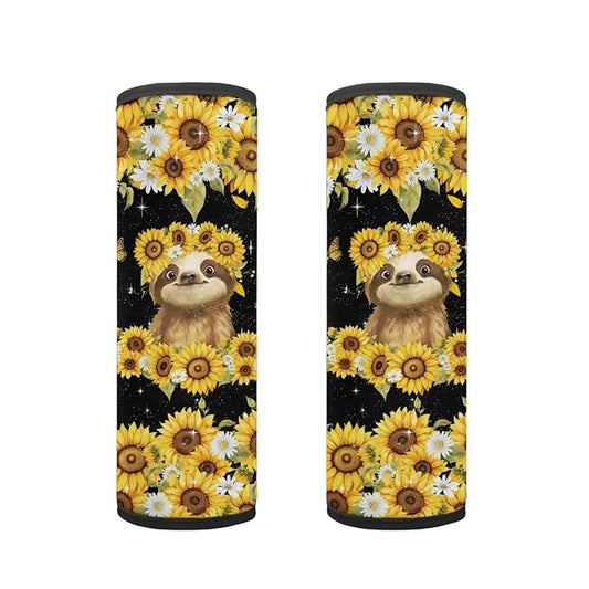 Biyejit Sunflower Sloth Car Seat Straps Shoulder Pads for Baby Kids, 2 Pieces Boys Girls Super Soft Seat Belt Covers for All Car Seats/Pushchair/Stroller