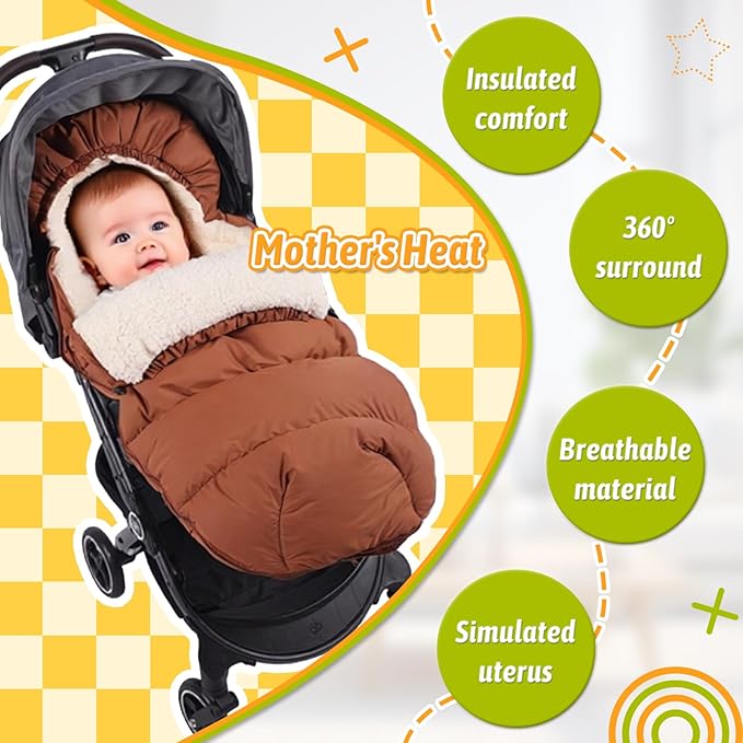 Baby Footmuff for Winter Outdoors Stroller Layer Waterproof Outer Soft Lambswool Liner Designed for Cold Wind Moisture Protection Suitable -30F/-22C Universal Fit Stroller