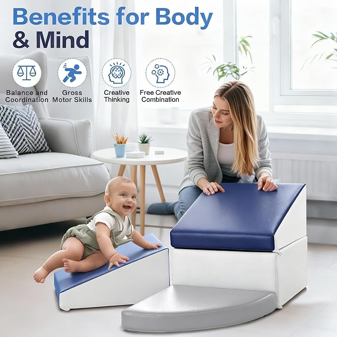 Sumbababy Climbing Foam Blocks for Toddlers: PU Leather Foam Blocks for Kids Active Play - Toddler Climbing Toys Indoor - Durable Playground Gym Preschool Toddler Toys for Boys and Girls