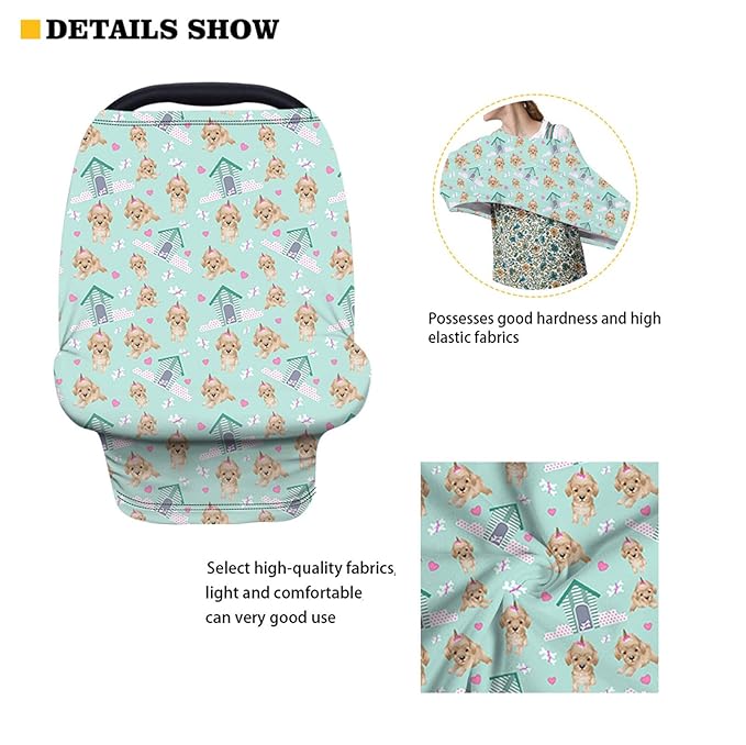 Upetstory Customized Personalized Nursing Cover Breastfeeding Scarf Baby Car Seat Covers,Infant Stroller Cover,Carseat Canopy for Girls Boys