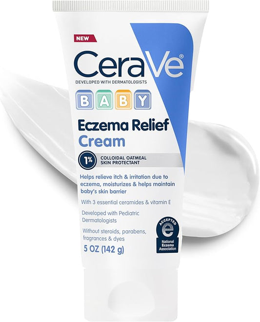 CeraVe Baby Eczema Relief Cream, 1% Colloidal Oatmeal Cream With Vitamin E & Ceramides, Soothes & Calms Itchy Skin, Developed With Pediatric Dermatologist, Fragrance Free, 5oz