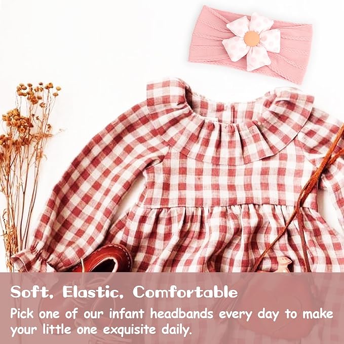 AQOKKA Baby Flower Headbands Nylon Baby Girl Headbands Soft Handmade Hairbands Toddler Hair Accessories for Girls Baby Newborn Infant Kids
