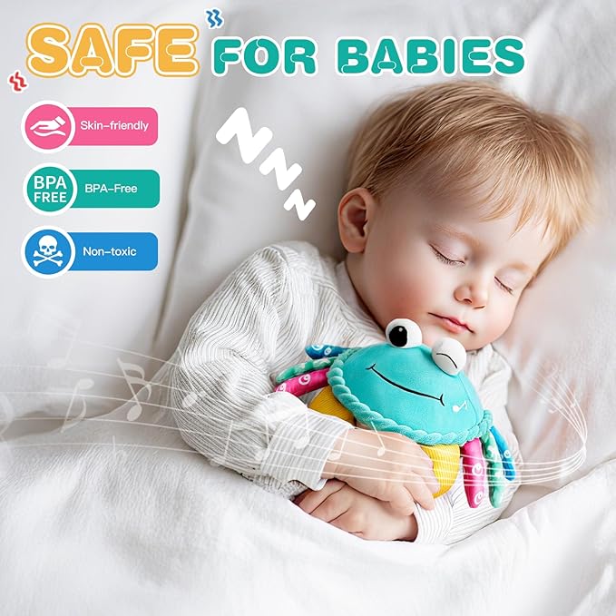 Baby Toys 12-18 Months, Musical Crawling Crab with Remote Control - Moving, Bouncing & Talking Plush Toy for Toddlers, Rechargeable Sensory Tummy Time Toy, Birthday Gifts for Boys & Girls