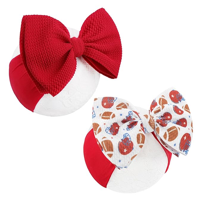 Baby Girl Football Headbands Hair Bows Super Bowl Hair Accessories for Newborn Infant Toddler Babies Headband Baby Girl Football Outfit