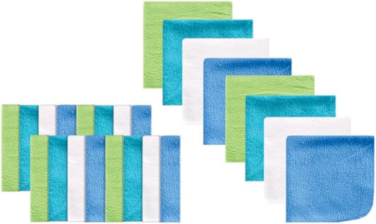 Luvable Friends Unisex Baby Super Soft Bundle Washcloths, Blue, One Size