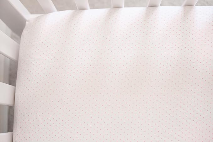 SheetWorld Baby Fitted Bassinet Sheet Fits Maxi COSI 20 x 32 inches, 100% Cotton Jersey Hypoallergenic Sheet, Unisex Boy Girl, Pink Pindot, Made in USA