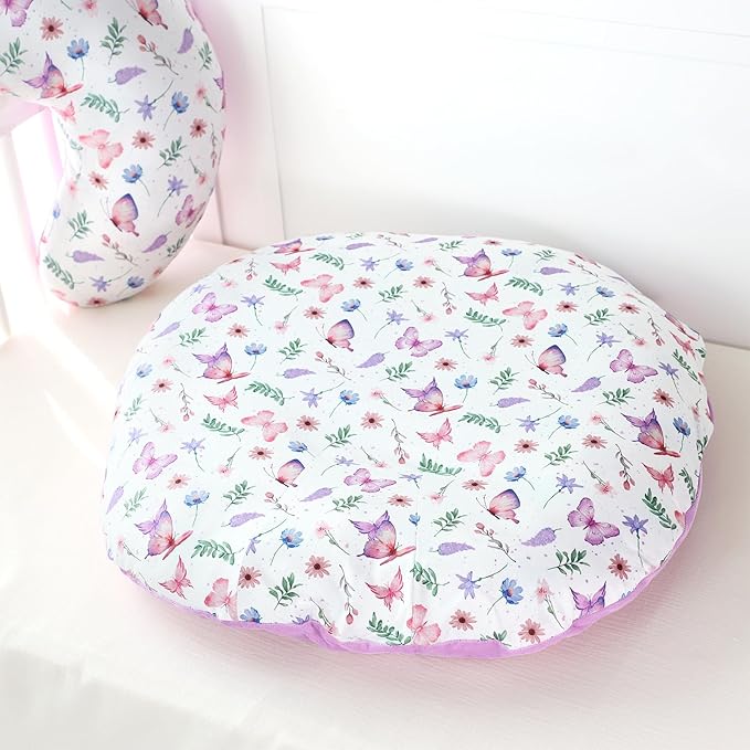 Newborn Lounger Cover for Boys Girls, Soft Comfortable Baby Lounger Cover 1 Pack Reversible Removable Fleece Slipover for Infant Lounger Pillow, Butterfly (Cover Only)