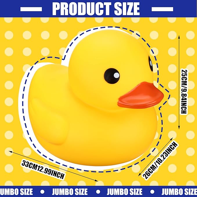 Leitee Yellow Jumbo Rubber Duck 13" Huge Large Giant Bath Rubber Duck Fun Gender Reveal Party Floating Pool Child Preschool Toddlers Bathtub Toy for Baby Shower Birthday Party Favors