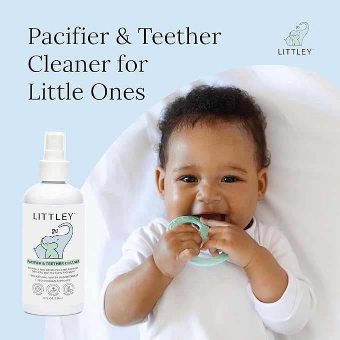 Littley Pacifier & Teether Cleaner | Alcohol‑Free HOCl Spray for Baby Pacifiers, Teethers, Bottles & High‑Touch Toys | Fragrance‑Free | Portable Travel Size |  8 oz