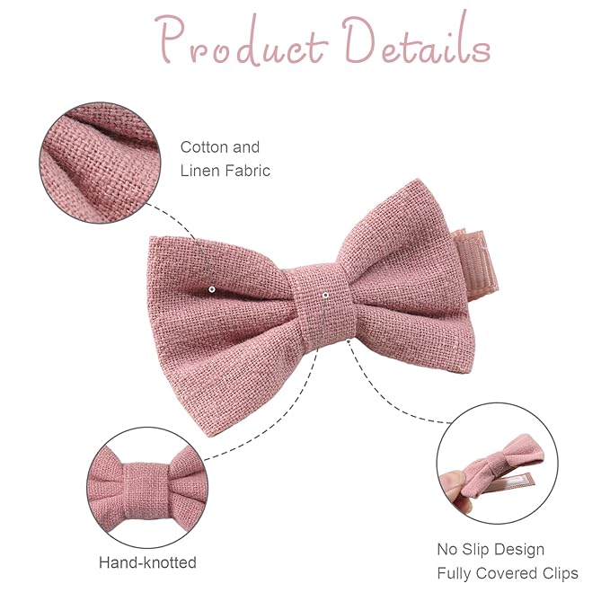 CÉLLOT 20Pcs Hair Clips Fully Lined 2 inch Bows Cotton and Linen Baby Hair Bows Hair Clips for Baby Girls Infants Toddlers and Kids