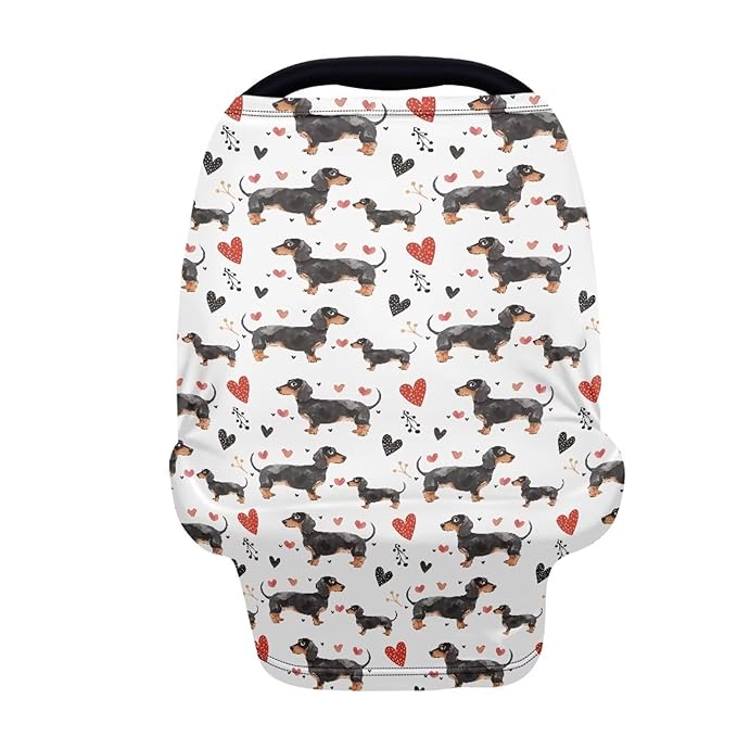 AFPANQZ Dachshund Stretchy Baby Car Seat Cover for Girls Boys Nursing Breastfeeding Covers Shopping Cart High Chair Stroller Covers Infinity Scarf Sunshade Car Seat Canopies