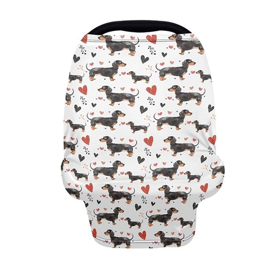 AFPANQZ Dachshund Stretchy Baby Car Seat Cover for Girls Boys Nursing Breastfeeding Covers Shopping Cart High Chair Stroller Covers Infinity Scarf Sunshade Car Seat Canopies