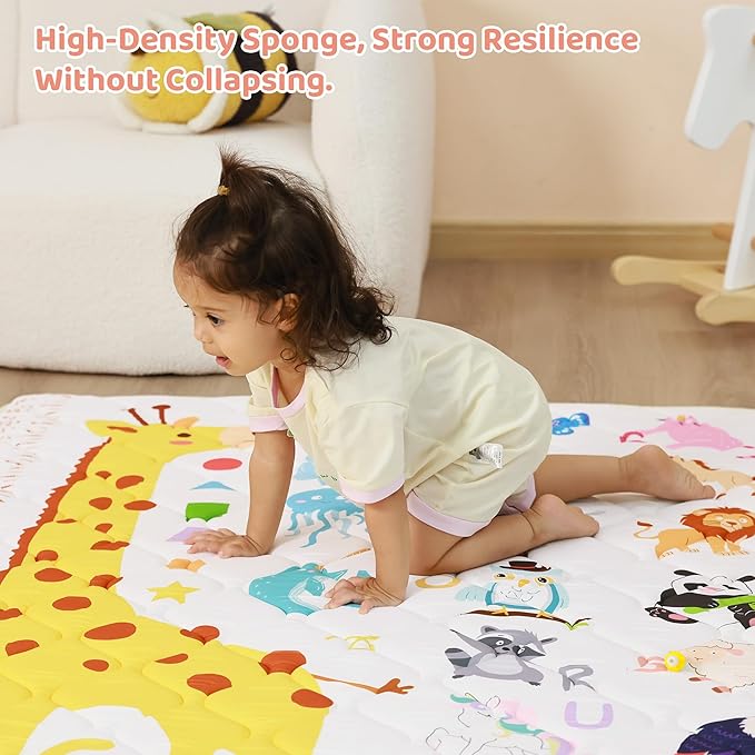 Baby Play Mat, Extra Large&Thick Baby Mat for Floor, 50 x 50 Play Mat for Baby， Foldable Padded Baby Floor Mat