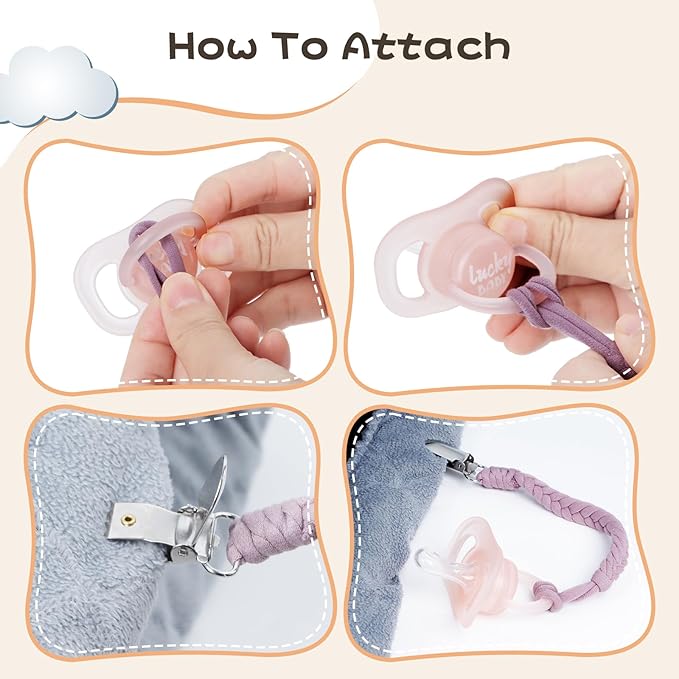 POKIPAW Pacifier Clip for Boys and Girls 6 Pack Baby Pacifier Holder Leash 100% Handmade Braided Fits All Pacifiers & Teething Toys Modern Unisex Baby Gift (Charming Pastels)