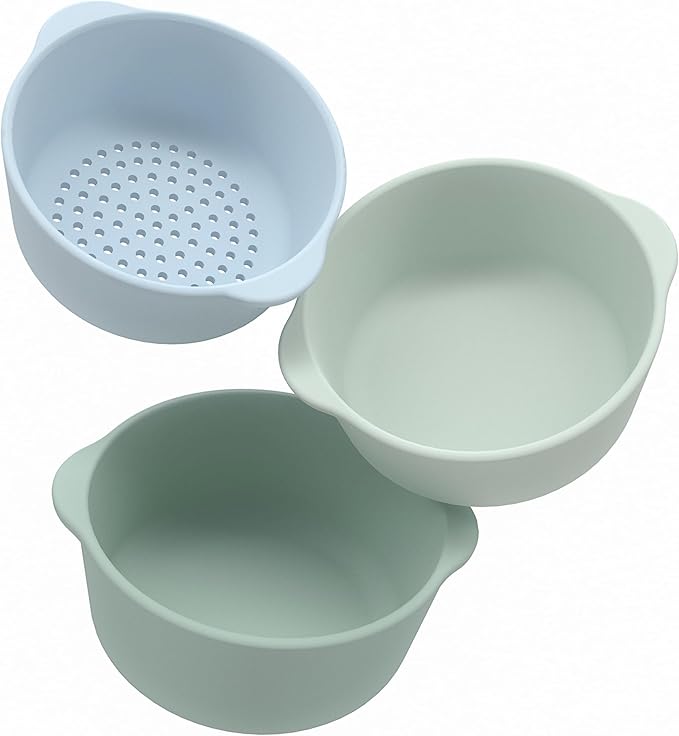 Inspire My Play - 3 x Nesting Bowls and Sieve - Perfect for Sensory PlayTray - Sensory Bin Accessories - Special Education Classroom Supplies - Montessori Education Toys - Green