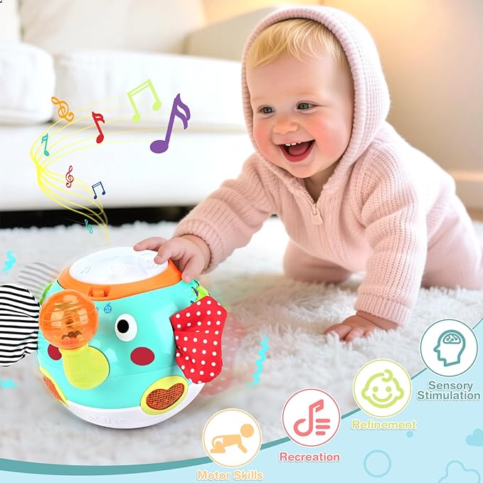 Crawling Toys - Baby Toys 6-12 Months, Elephant Musical Toy with Lights & Sounds, Interactive Learning Baby Crawling Toys for Motor Skills Development, Sensory Toy for Boys Girls, Christmas Birthday