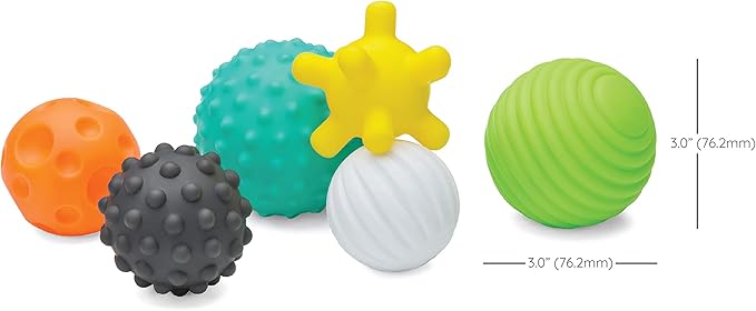 Infantino Textured Multi Ball Set - Toy for Sensory Exploration and Engagement for Ages 6 Months and up, 6 Piece Set