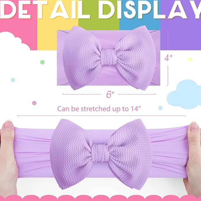 Rainbow Colored Hair bows for Newborn Infant Toddler Baby Girl Pink Purple Headbands 3pcs Girls Hair Accessories Baby Shower Gifts