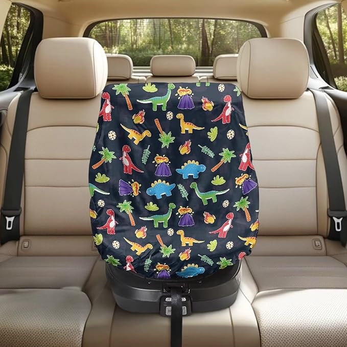 XYZCANDO Dinosaurs Summer Baby Car Seat Cover Cartoon Car Seat Sun Cover for Baby Stretch Summer Carseat Cover Protect from Sun/Hot Days Novelty Toddler Car Accessories Gift for Her