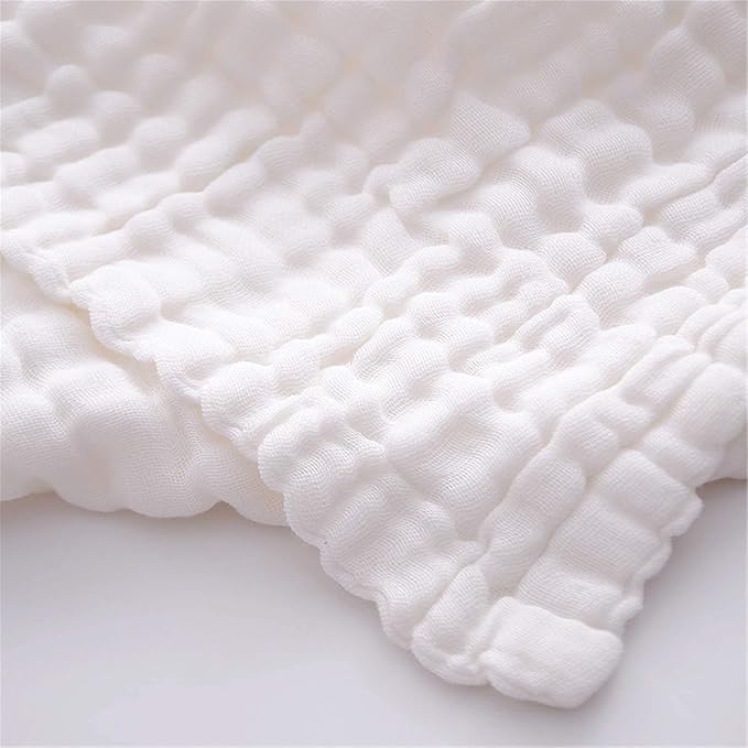 Muslin Baby Bath Towels Set 3 Pack Ultra Soft and Absorbent Baby Towels Infant Toddler Blanket Towel 6-Layer Natural Cotton Towel Suitable for Girl Boy 40x40 inches (White&Blue&Grey)