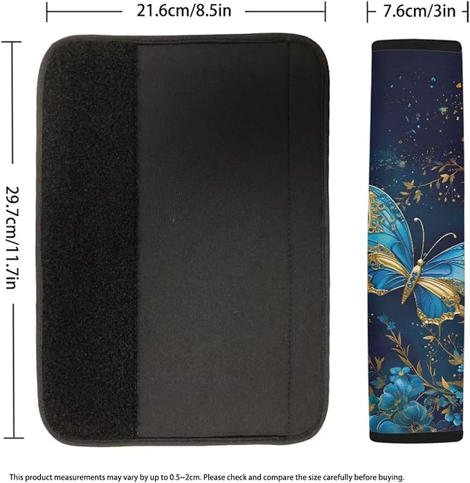 AFPANQZ Blue Butterfly Car Seat Belt Pads Covers Harness Car Accessories Safety Seatbelt Comfortable Pads Cushion for Adults Kids Non-Slip Shoulder Straps Cushion
