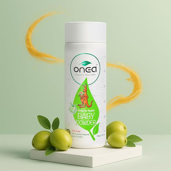 ONEA Natural Apple Baby Powder - Talc-Free, Preservative-Free Natural Body Powder - Reduced Risk of Skin Irritation - Prevents Diaper Rash - 3.5 oz