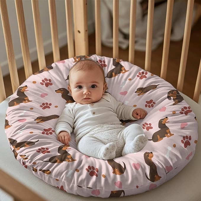 Dachshund and Paw Newborn Lounger Pillow Cover Removable Protector Cover for Infant Lounger Pillow, Soft Snug Fitted Baby Lounger Slipcover Easy to Use and Dustptoof