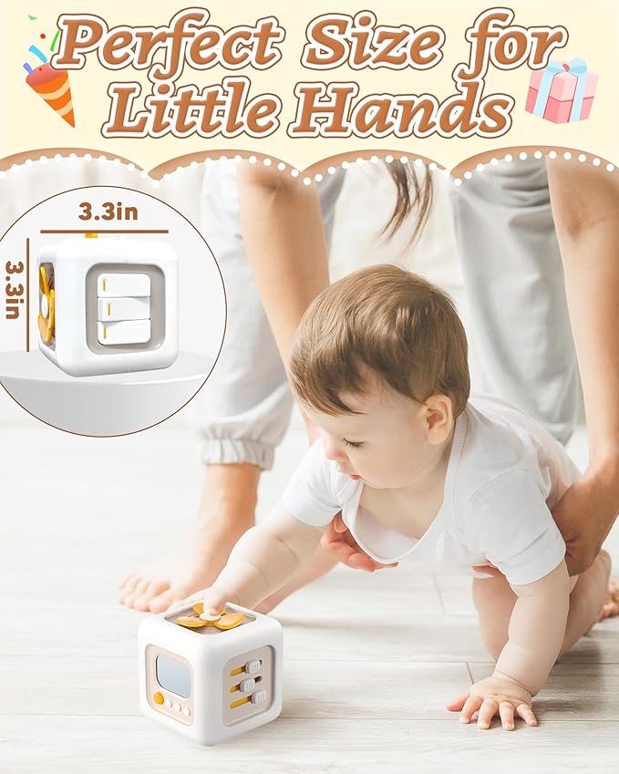 Kidific 6 in 1 Busy Cube Montessori Toys for 1 Year Old Boy, Baby Sensory Toys for Ages 1-3, Toddler Learning Activities Stocking Stuffers Travel Toy Birthday Gift for 1 2 3 Year Old Boy Girl