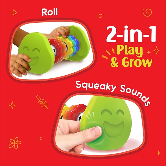 Imagimake Tummy Time Roller | Leaps & Bounds Baby Toys for 3+ Months | Early Learning Toy for Toddlers & Infants | 2-in-1 Play & Grow - Squeaky Sounds | Non-Toxic | Newborn Baby Gift for 3+ Months