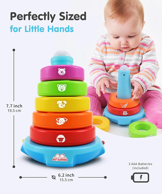 BEST LEARNING Stack & Learn - Developmental Educational Activity Stacking Toy for 6 or 9 Month Old Baby Toys and Up | First 1 Year Boy Girl Gifts for Birthday Gift