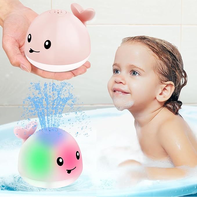 Gigilli Baby Bath Toys, Bath Toys for Kids Ages 1-3, 1 Year Old Girl Gift, Baby Easter Basket Stuffers 6-12-18 Months Light Up Whale Bath Toy Sprinkler Toddler Birthday Bathtub Fountain Pool Water Toy